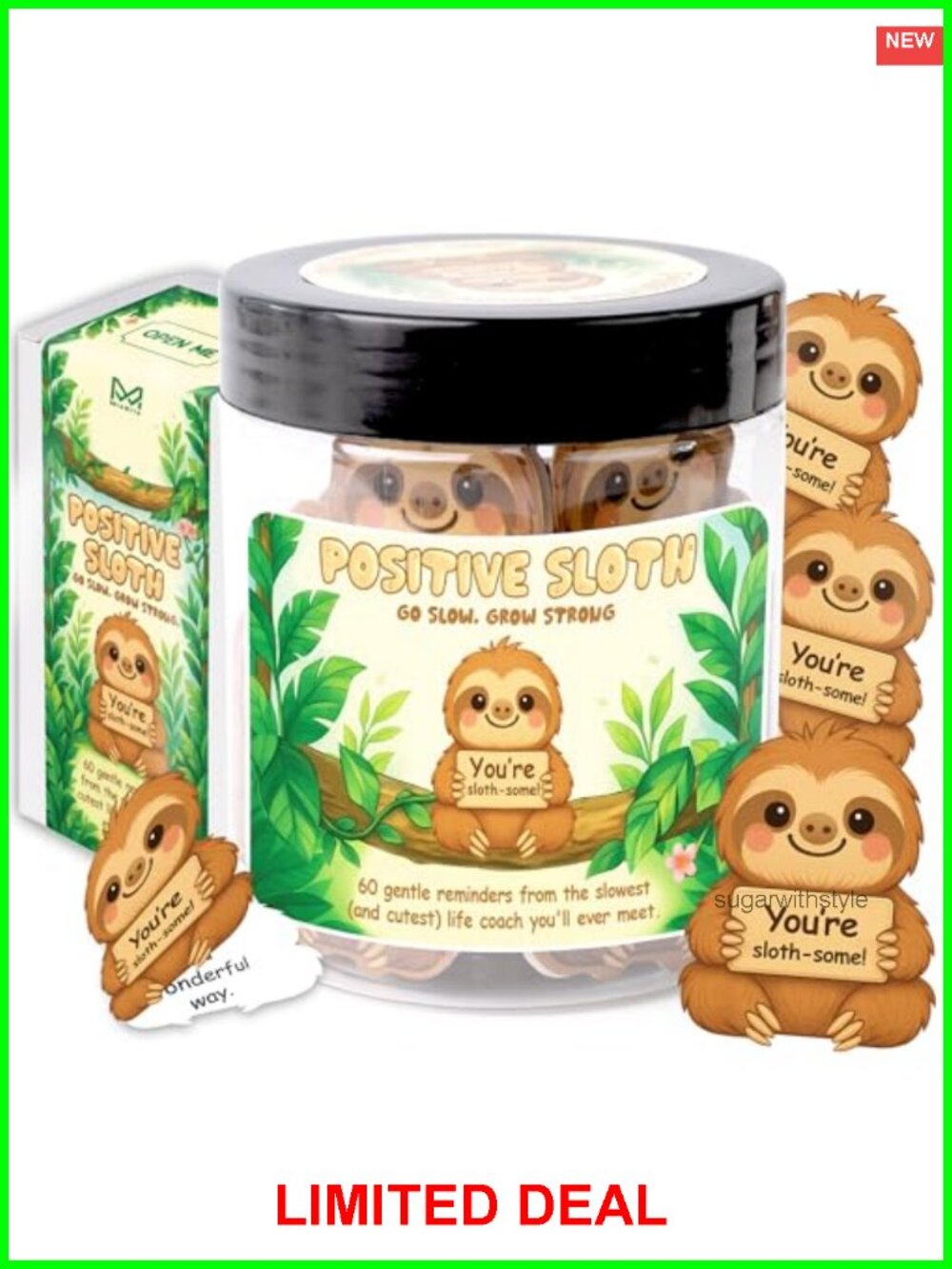 60 Sloth Affirmation Cards Self Care Mental Health Gift Jar